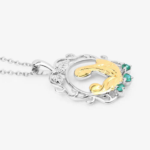 0.09 Carat Genuine Emerald .925 Sterling Silver Pendant - Image 10