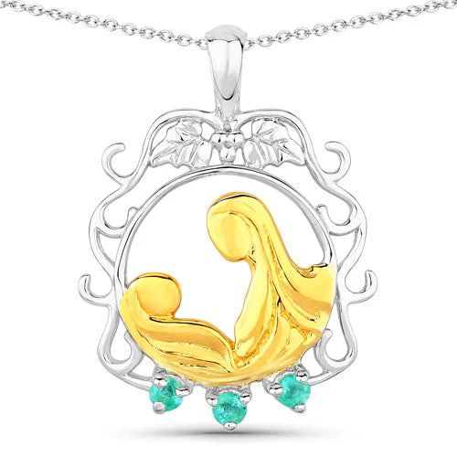 0.09 Carat Genuine Emerald .925 Sterling Silver Pendant - Image 5