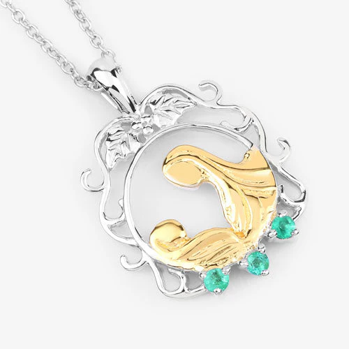 0.09 Carat Genuine Emerald .925 Sterling Silver Pendant - Image 9