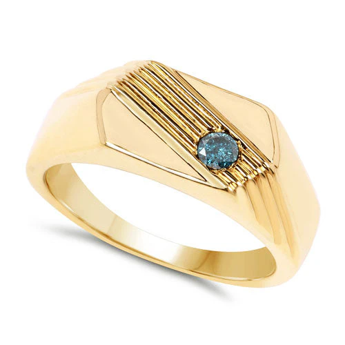 0.12 Carat Genuine Blue Diamond .925 Sterling Silver Ring - Image 5