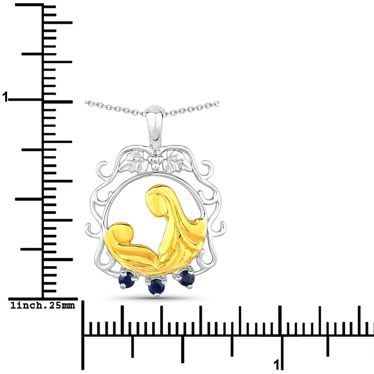 0.12 Carat Genuine Blue Sapphire .925 Sterling Silver Pendant - Image 3