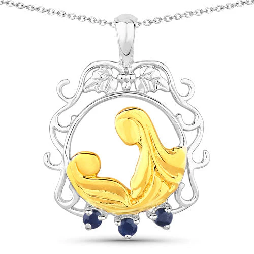 0.12 Carat Genuine Blue Sapphire .925 Sterling Silver Pendant - Image 5