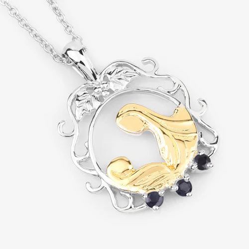 0.12 Carat Genuine Blue Sapphire .925 Sterling Silver Pendant - Image 9