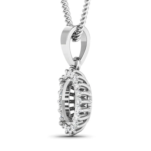 0.13 Carat Genuine White Diamond 14K White Gold Semi Mount Pendant - holds 8x6mm Oval Gemstone - Image 5