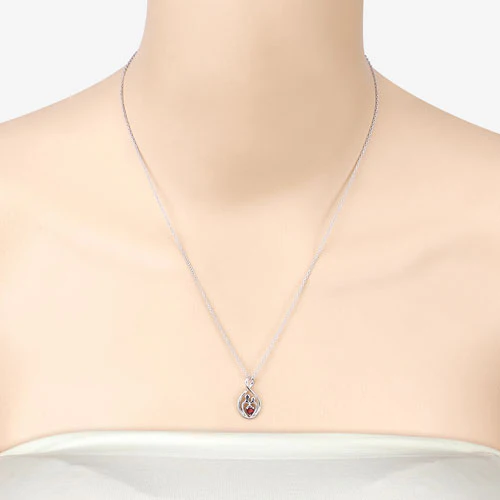 0.14 Carat Genuine Garnet .925 Sterling Silver Pendant - Image 12