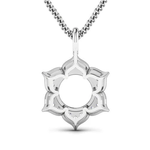 0.14 Carat Genuine White Diamond 14K White Gold Semi Mount Pendant - holds 8.00mm Round Gemstone - Image 7