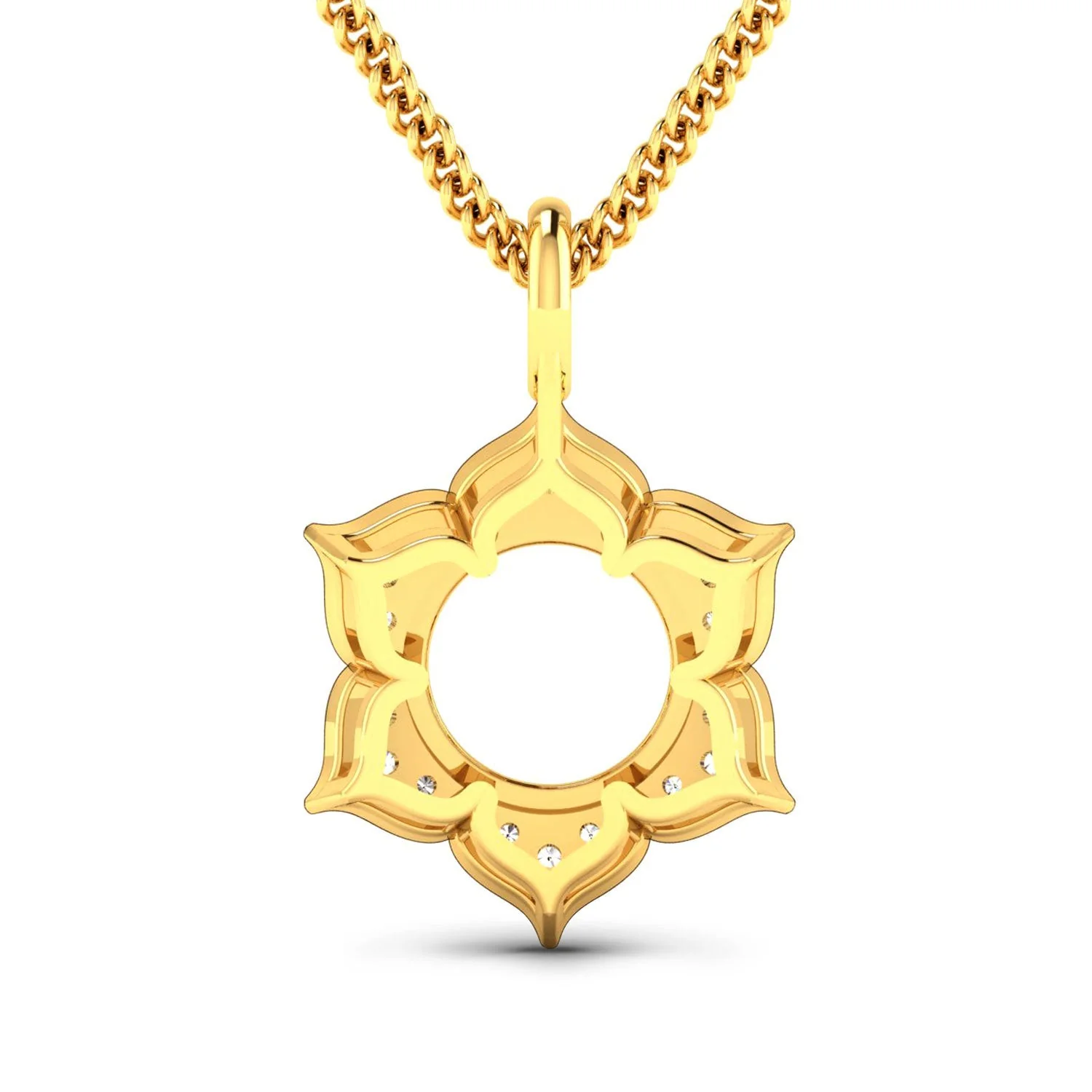 0.14 Carat Genuine White Diamond 14K Yellow Gold Semi Mount Pendant - holds 8.00mm Round Gemstone - Image 3