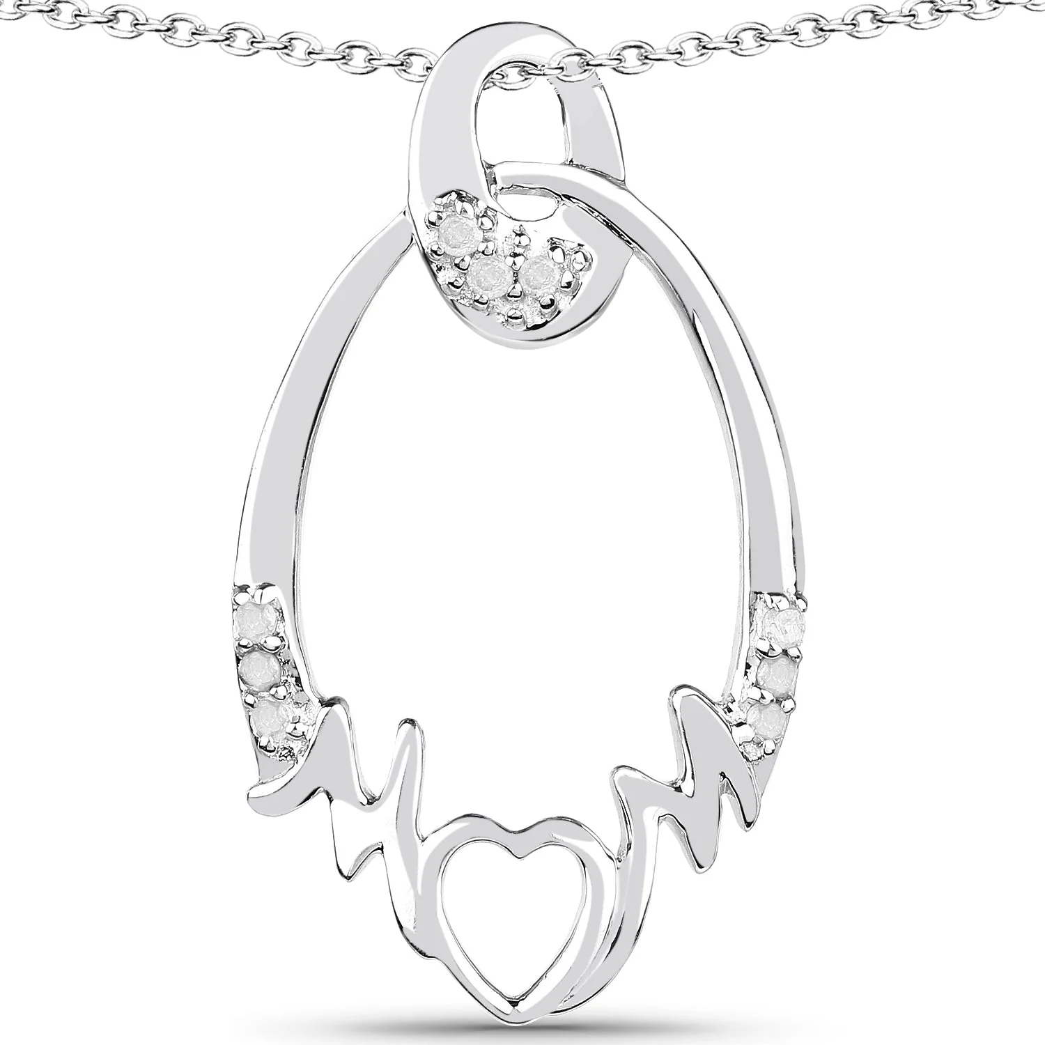 0.14 Carat Genuine White Diamond .925 Sterling Silver Pendant