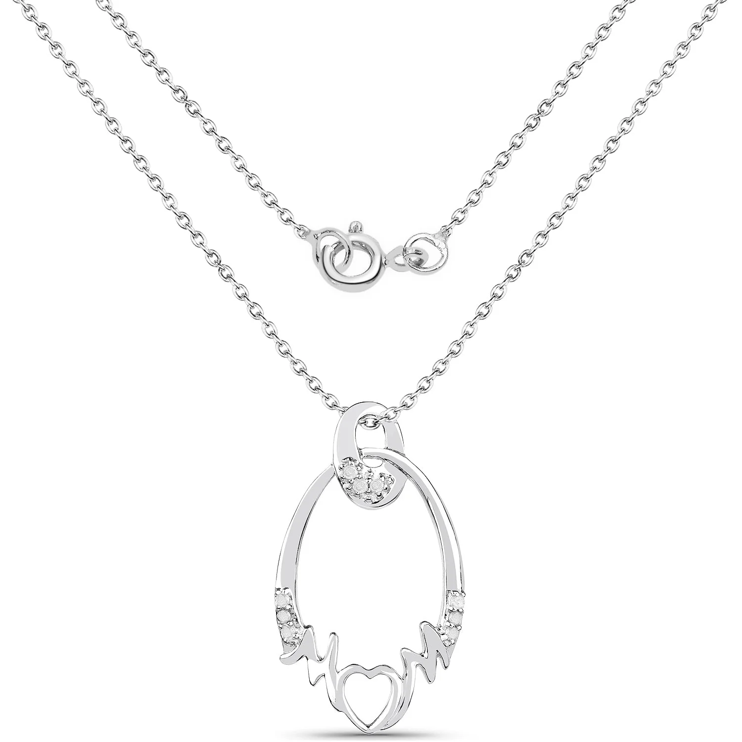 0.14 Carat Genuine White Diamond .925 Sterling Silver Pendant - Image 2
