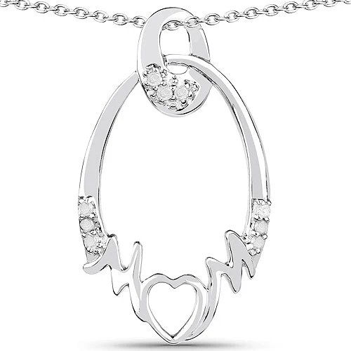 0.14 Carat Genuine White Diamond .925 Sterling Silver Pendant - Image 3
