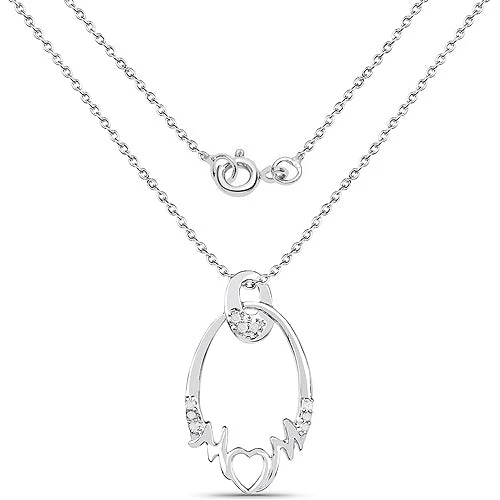 0.14 Carat Genuine White Diamond .925 Sterling Silver Pendant - Image 4