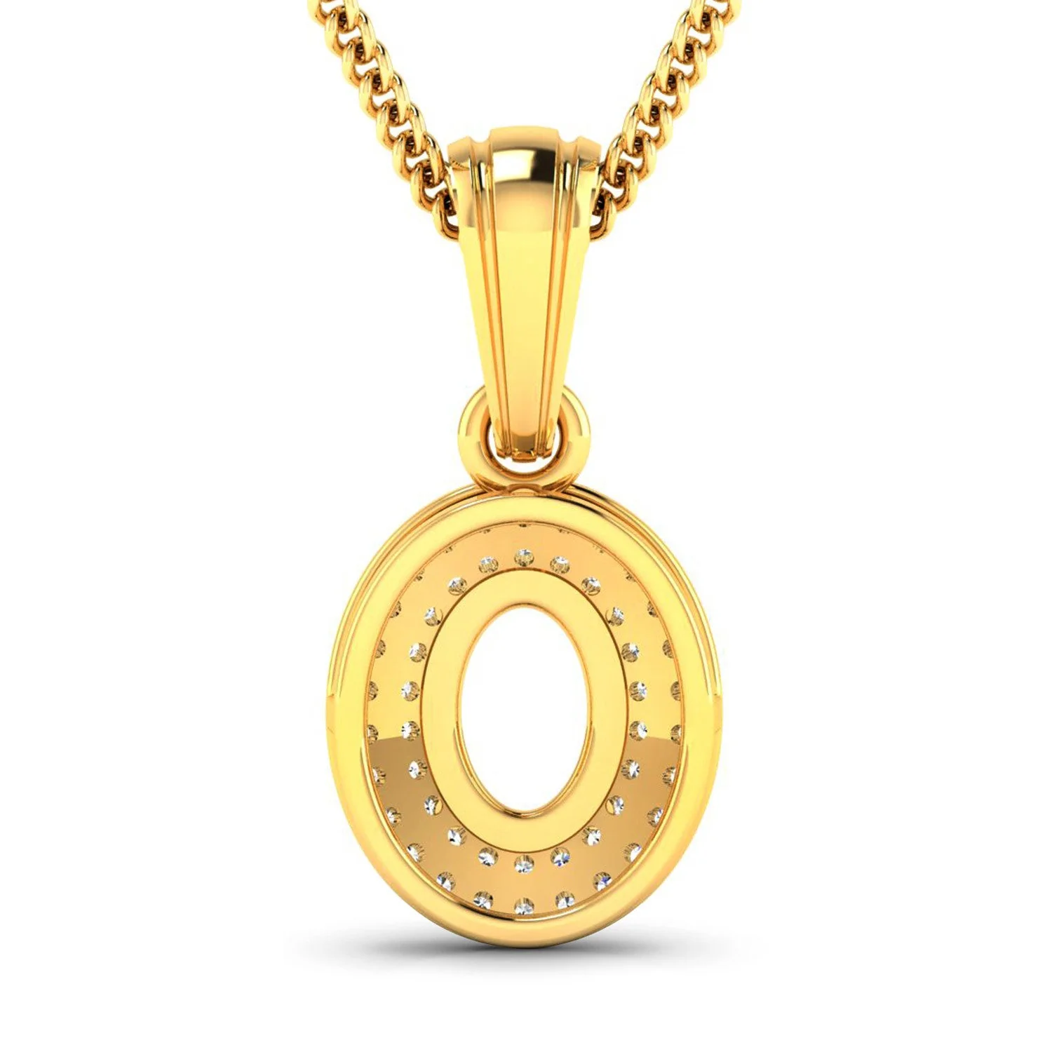 0.17 Carat Genuine White Diamond 14K Yellow Gold Semi Mount Pendant - holds 7x5mm Oval Gemstone - Image 3
