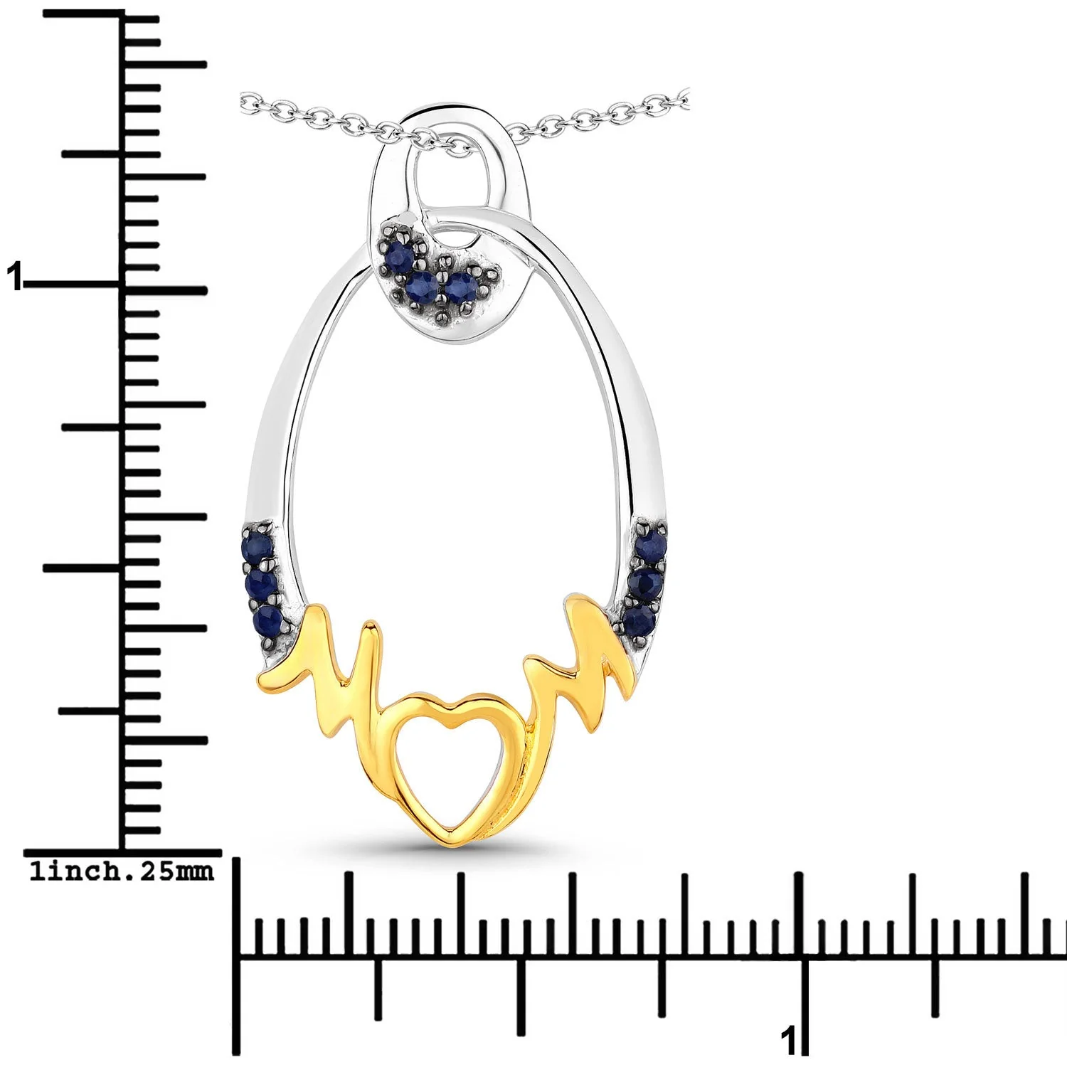 0.18 Carat Genuine Blue Sapphire .925 Sterling Silver Pendant - Image 3