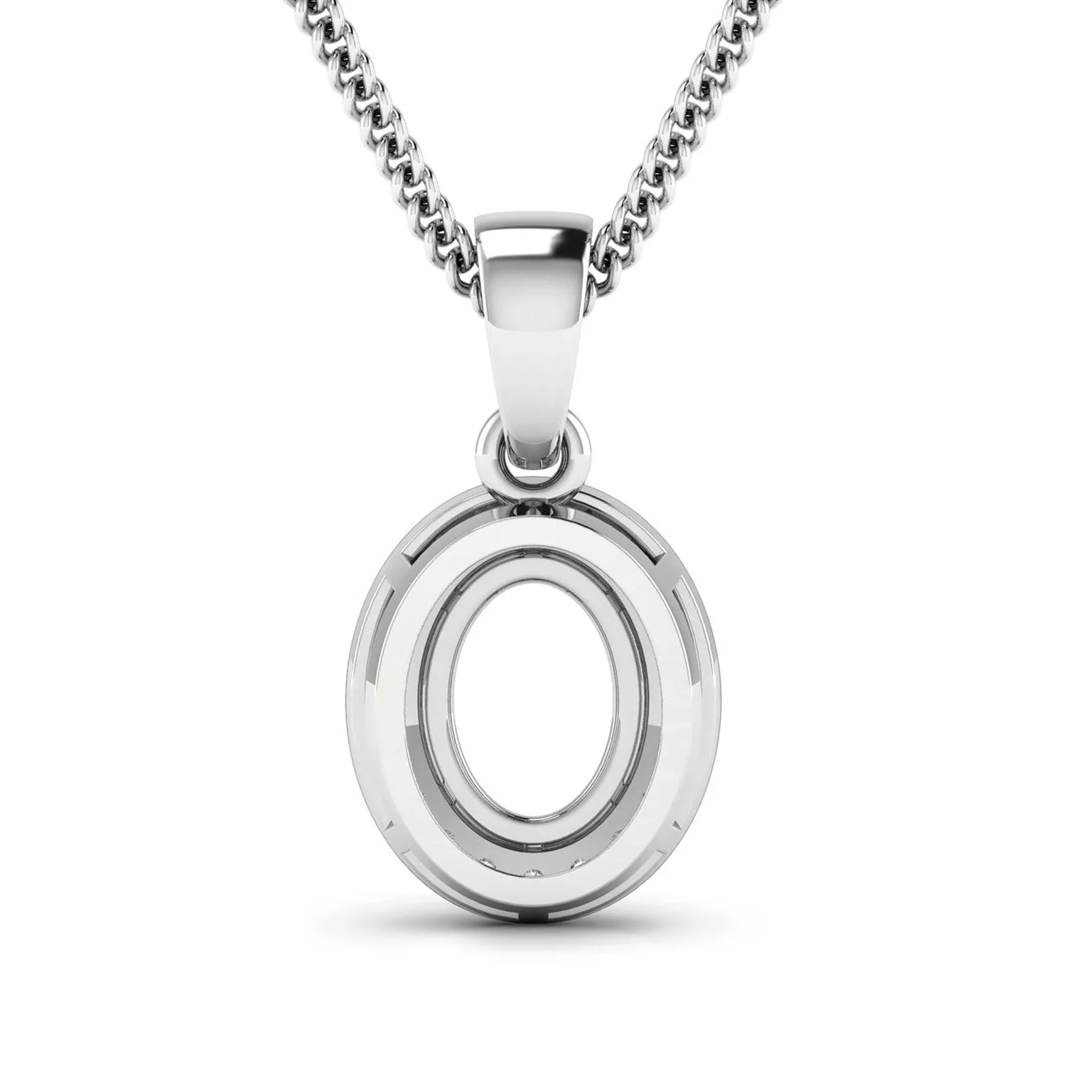 0.18 Carat Genuine White Diamond 14K White Gold Semi Mount Pendant - holds 8x6mm Oval Gemstone - Image 3