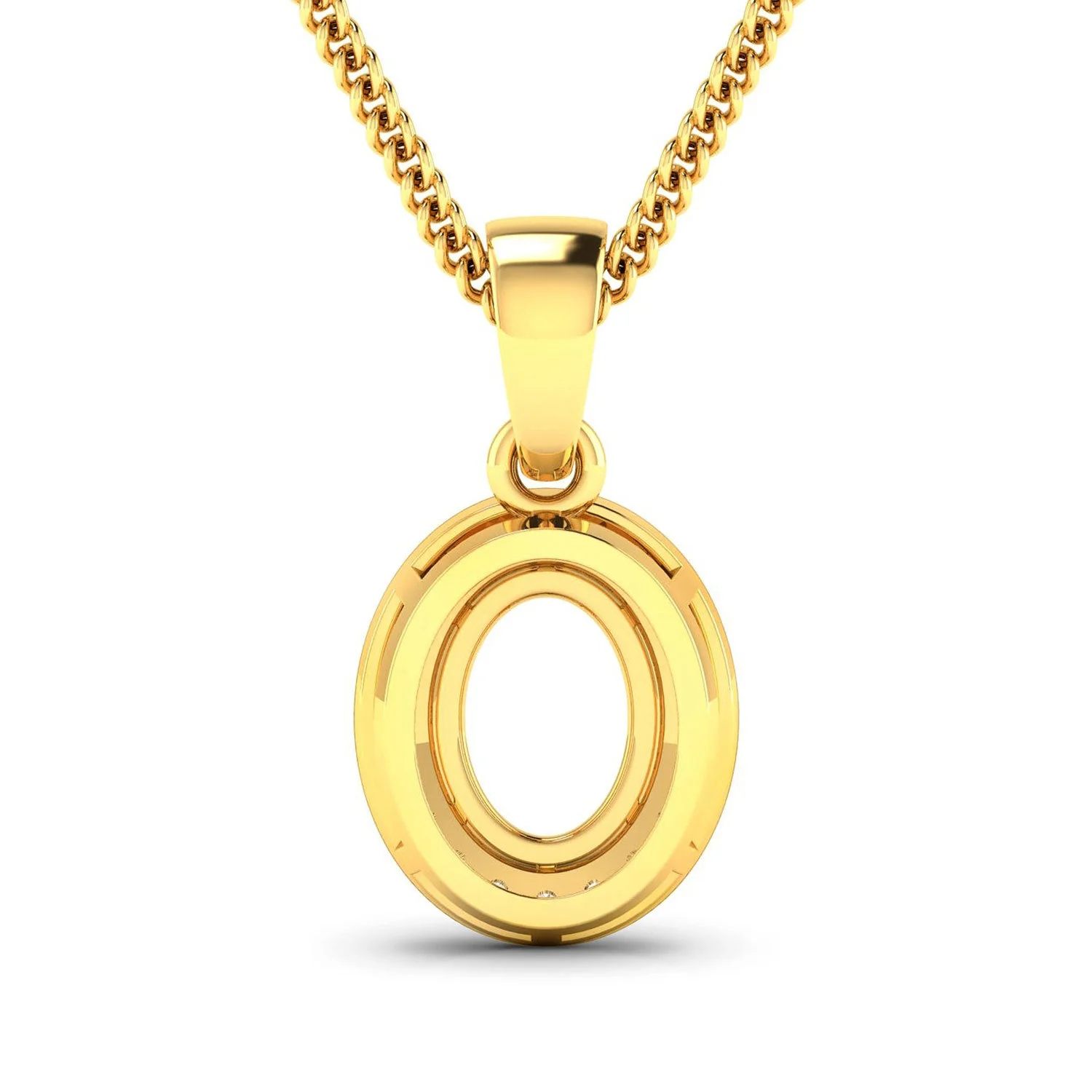 0.18 Carat Genuine White Diamond 14K Yellow Gold Semi Mount Pendant - holds 8x6mm Oval Gemstone - Image 3
