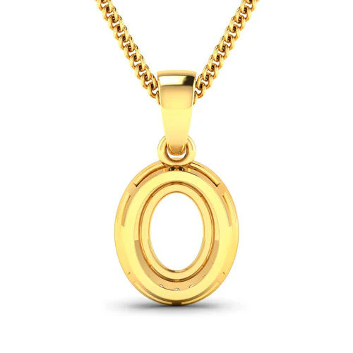 0.18 Carat Genuine White Diamond 14K Yellow Gold Semi Mount Pendant - holds 8x6mm Oval Gemstone - Image 7