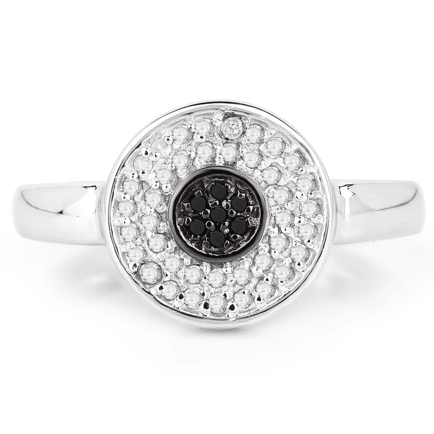 0.20 Carat Genuine Black Diamond and White Diamond .925 Sterling Silver Ring - Image 3