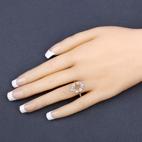 0.20 Carat Genuine White Diamond 14K White Gold Semi Mount Ring - holds 8x6mm Oval Gemstone - Image 10