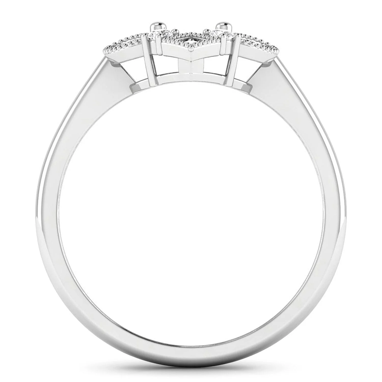 0.20 Carat Genuine White Diamond 14K White Gold Semi Mount Ring - holds 8x6mm Oval Gemstone - Image 2