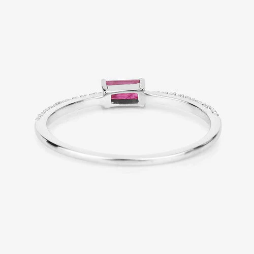 0.22 Carat Genuine Ruby and White Diamond 14K White Gold Ring - Image 12