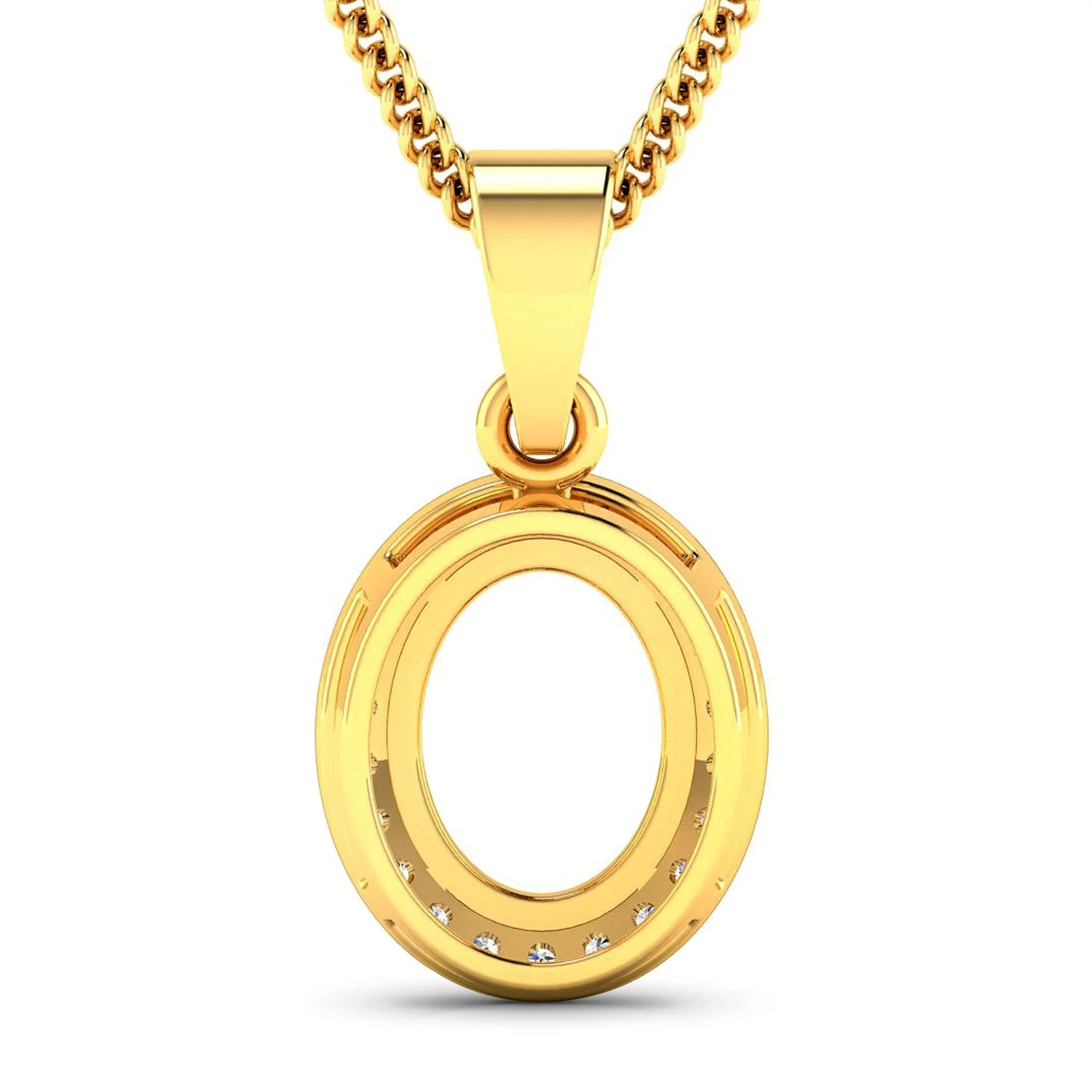 0.22 Carat Genuine White Diamond 14K Yellow Gold Semi Mount Pendant - holds 9x7mm Oval Gemstone - Image 3