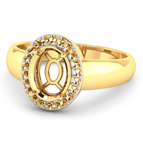 0.22 Carat Genuine White Diamond 14K Yellow Gold Semi Mount Ring - holds 9x7mm Oval Gemstone - Image 8