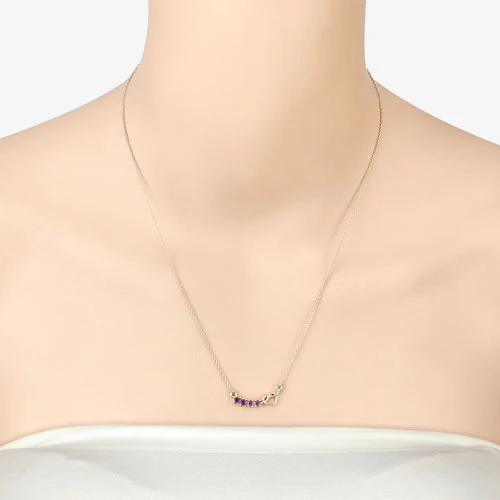 0.24 Carat Genuine Amethyst .925 Sterling Silver Necklace - Image 11