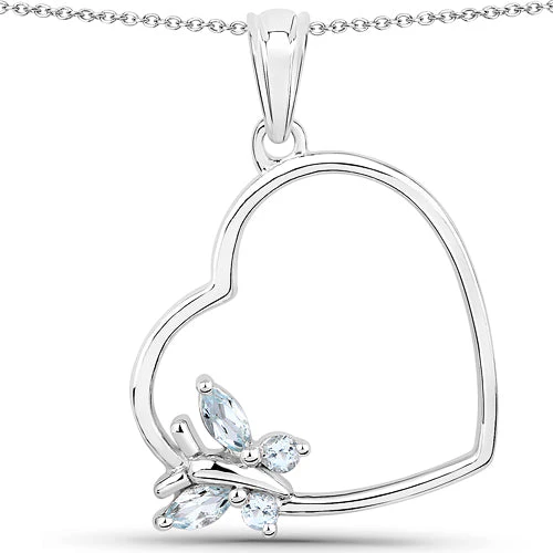 0.25 Carat Genuine Blue Topaz .925 Sterling Silver Pendant - Image 2