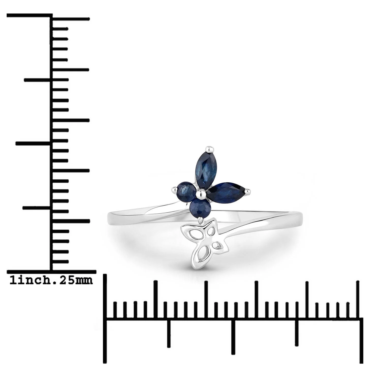 0.26 Carat Genuine Blue Sapphire .925 Sterling Silver Ring - Image 3