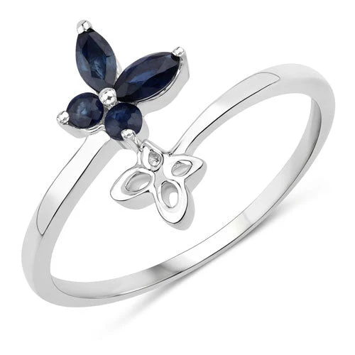 0.26 Carat Genuine Blue Sapphire .925 Sterling Silver Ring - Image 5