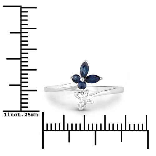 0.26 Carat Genuine Blue Sapphire .925 Sterling Silver Ring - Image 7