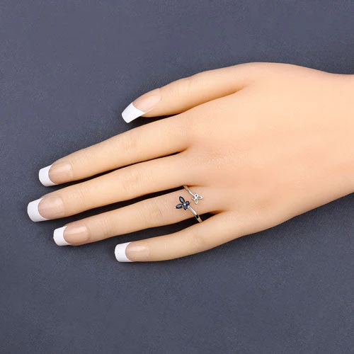 0.26 Carat Genuine Blue Sapphire .925 Sterling Silver Ring - Image 9