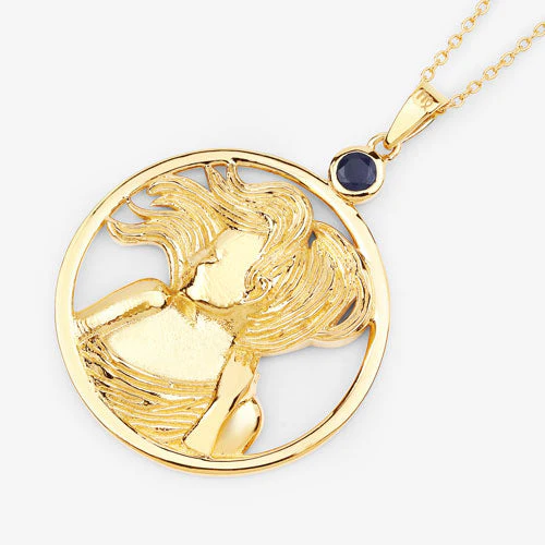 0.27 Carat Genuine Blue Sapphire .925 Sterling Silver Pendant - Image 9