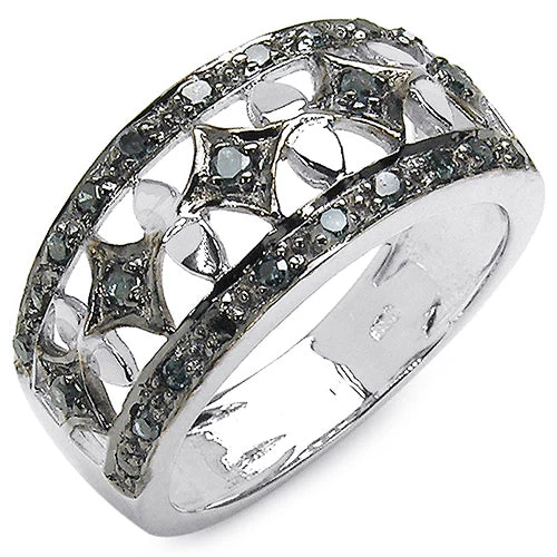 0.29 Carat Genuine Blue Diamond .925 Sterling Silver Ring - Image 4