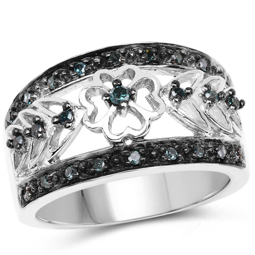 0.31 Carat Genuine Blue Diamond .925 Sterling Silver Ring - Image 4