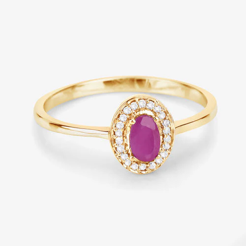 0.33 Carat Genuine Ruby and White Diamond 14K Yellow Gold Ring - Image 10