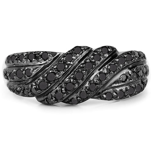 0.35 Carat Genuine Black Diamond .925 Sterling Silver Ring - Image 3