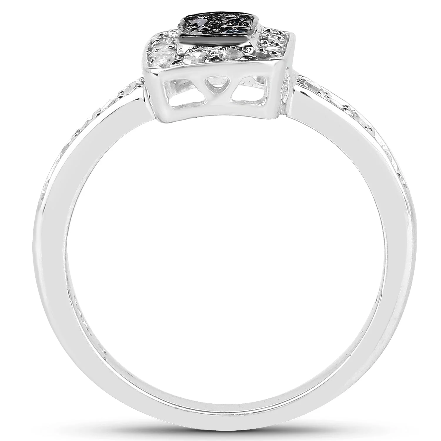 0.36 Carat Genuine Blue Diamond and White Diamond .925 Sterling Silver Ring - Image 2