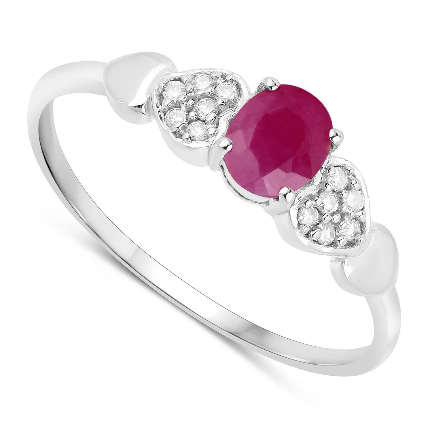 0.36 Carat Genuine Ruby and White Diamond 14K White Gold Ring - Image 2