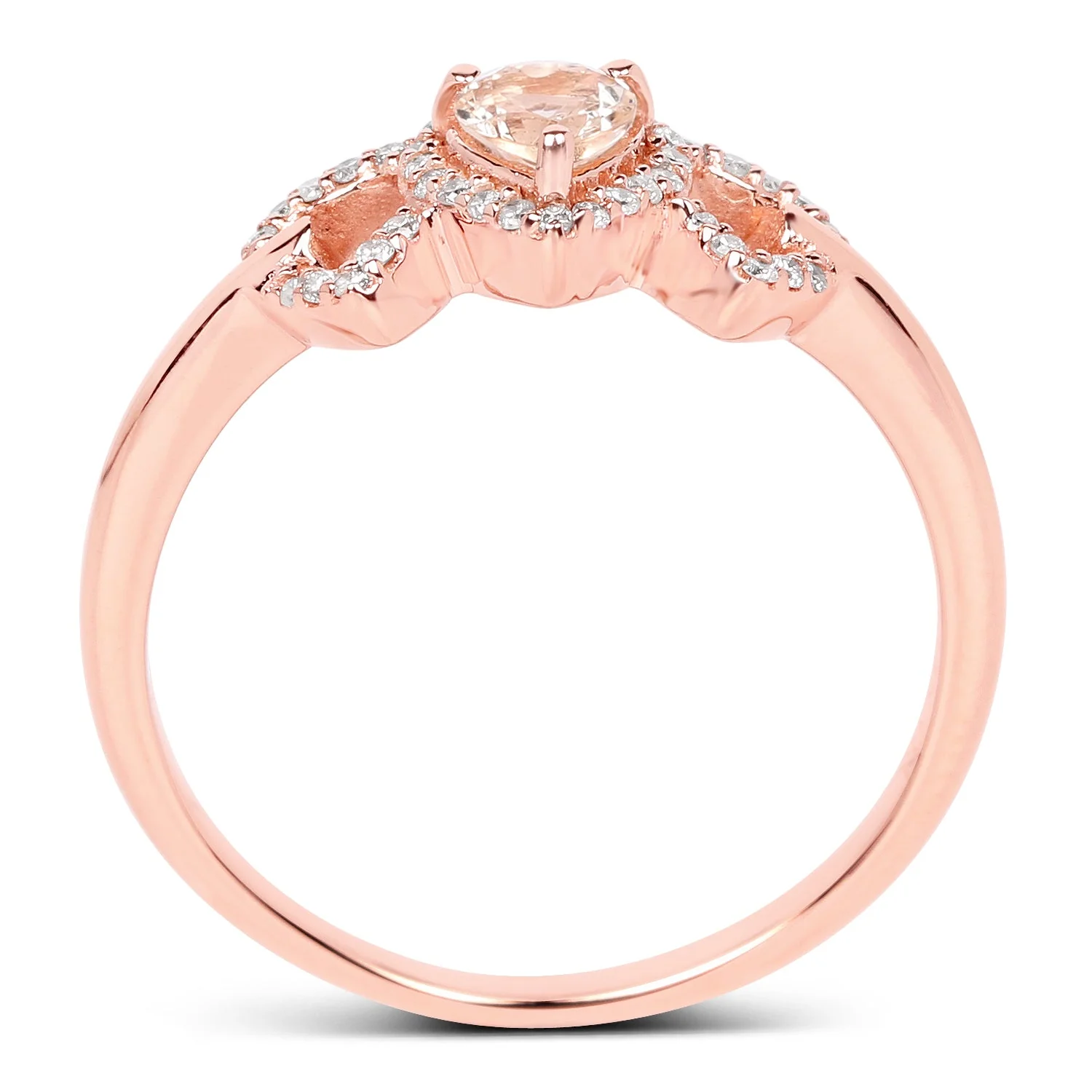 0.37 Carat Genuine Morganite and White Diamond 14K Rose Gold Ring - Image 2