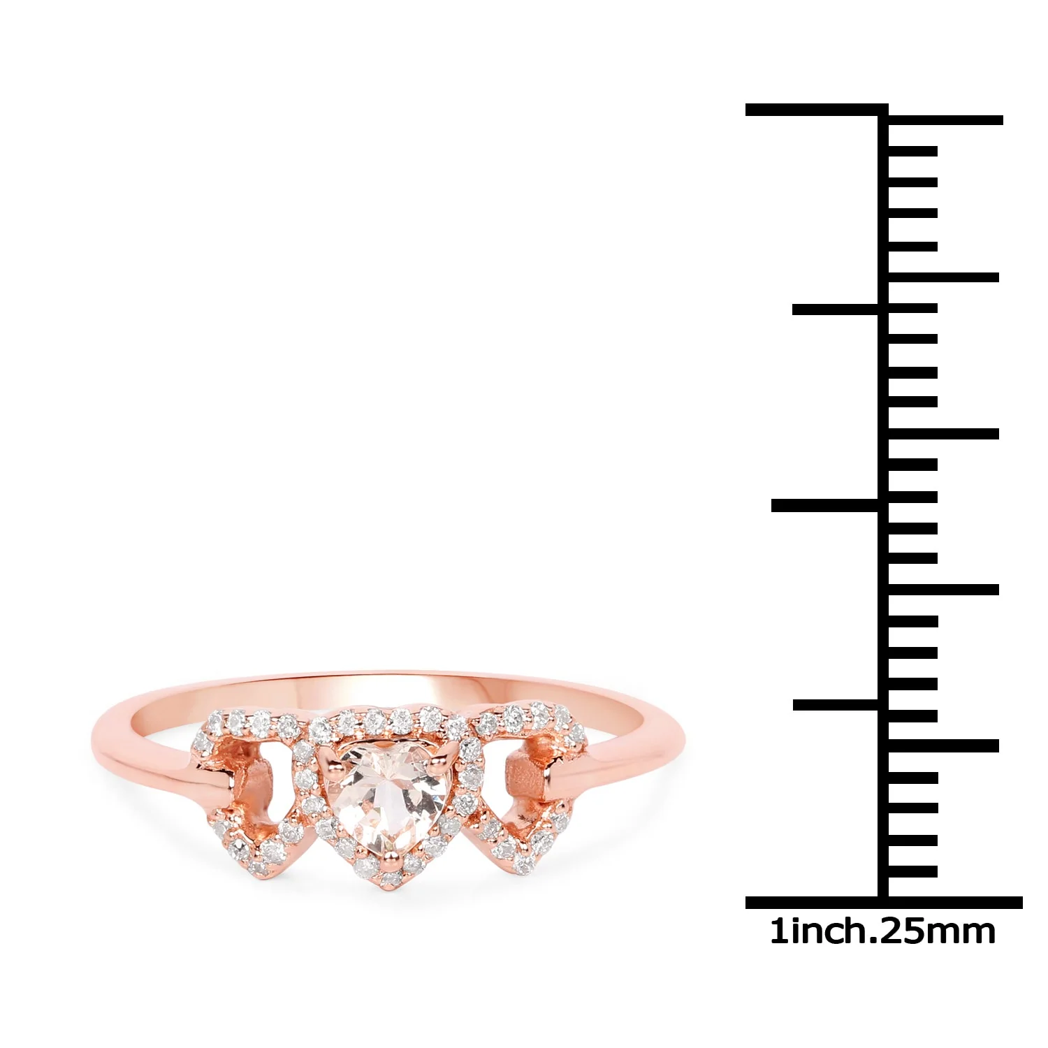 0.37 Carat Genuine Morganite and White Diamond 14K Rose Gold Ring - Image 3