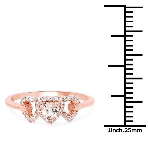 0.37 Carat Genuine Morganite and White Diamond 14K Rose Gold Ring - Image 6