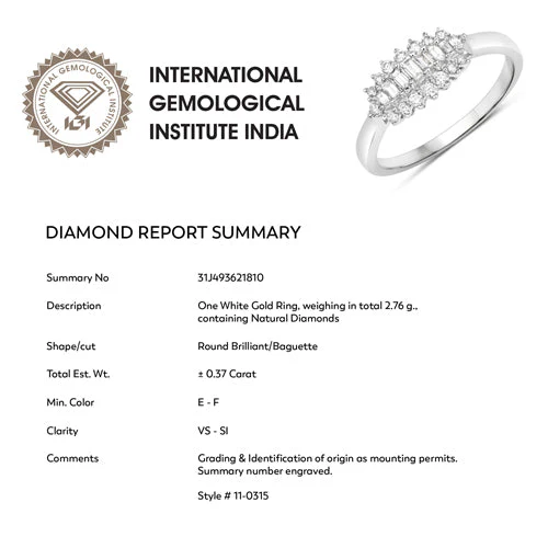 0.37 Carat Genuine White Diamond 14K White Gold Ring (E-F Color, VS-SI Clarity) - Image 12