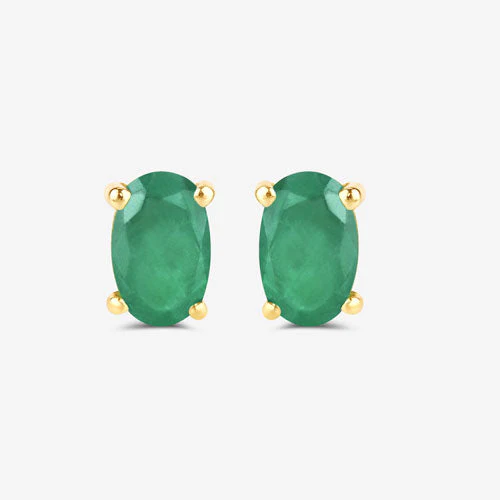 0.38 Carat Genuine Zambian Emerald 10K Yellow Gold Earrings - Image 10