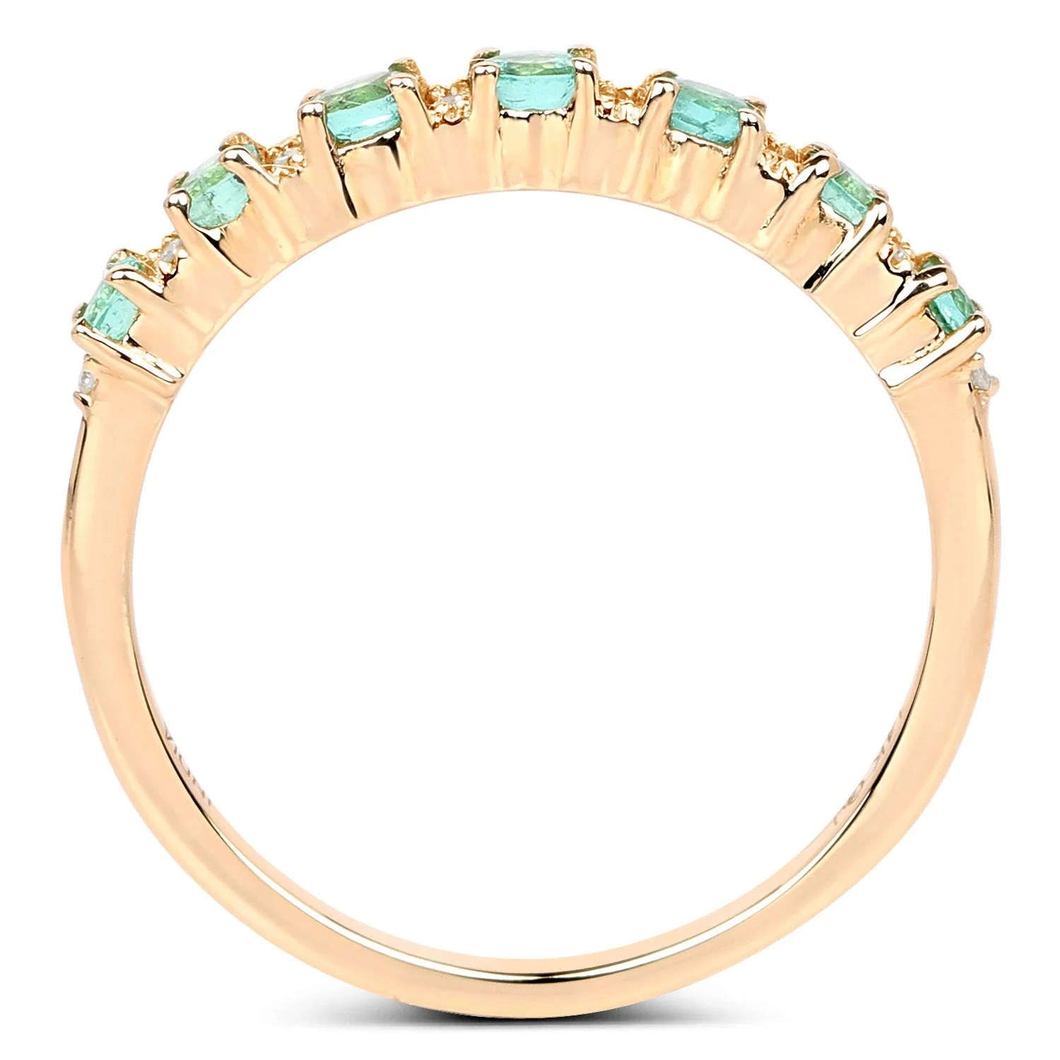 0.41 Carat Genuine Zambian Emerald and White Diamond 14K Yellow Gold Ring - Image 2