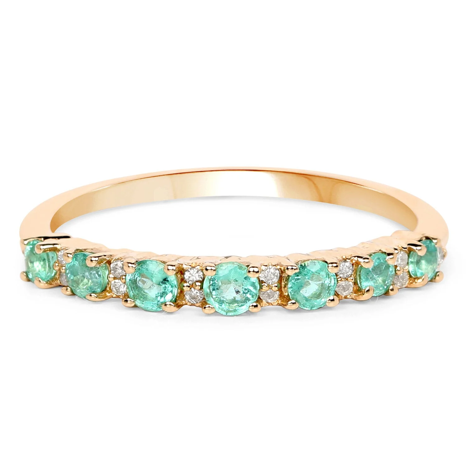 0.41 Carat Genuine Zambian Emerald and White Diamond 14K Yellow Gold Ring - Image 3