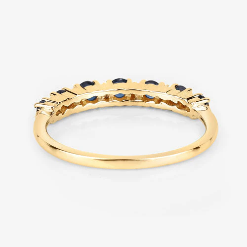 0.43 Carat Genuine Blue Sapphire and White Diamond 14K Yellow Gold Ring - Image 12