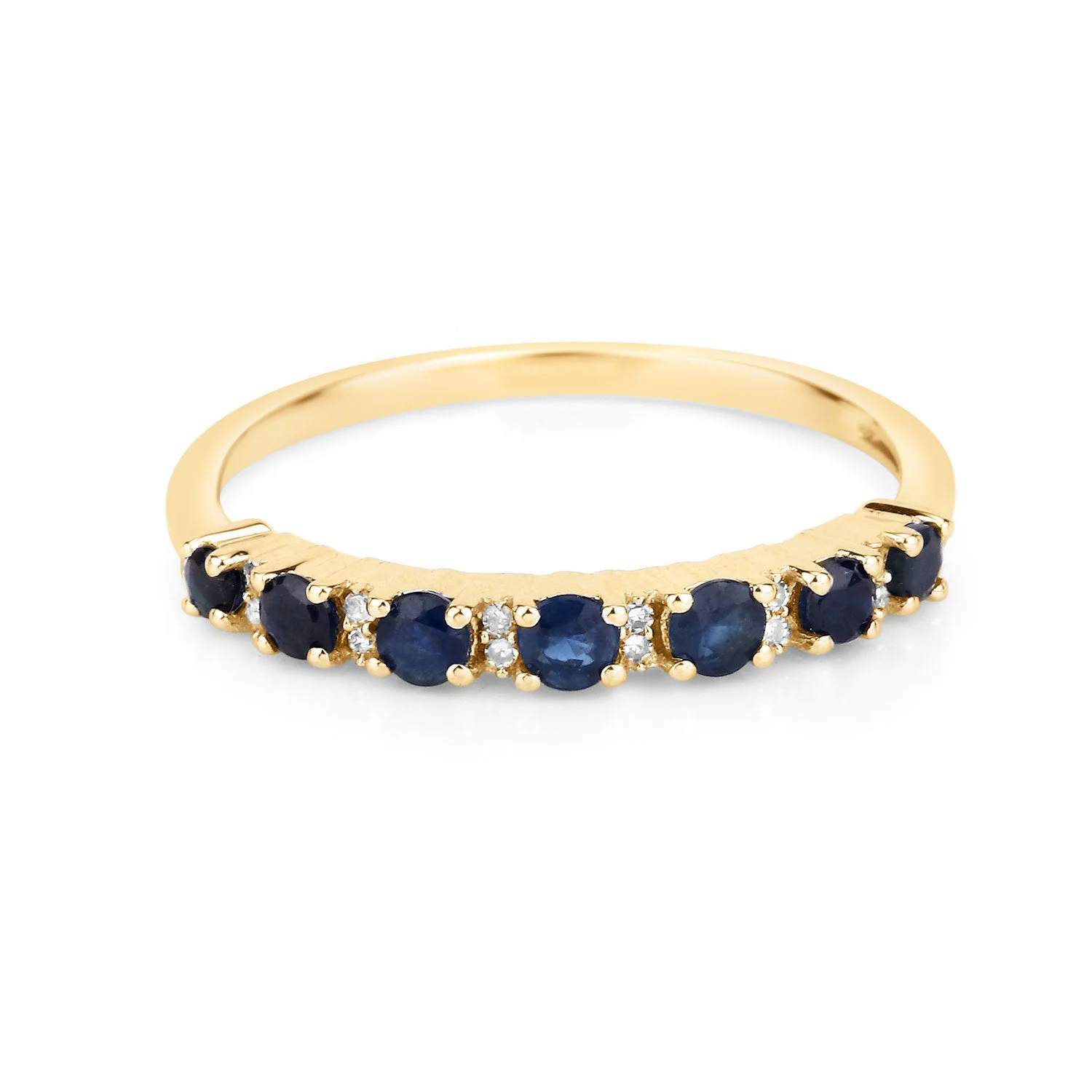 0.43 Carat Genuine Blue Sapphire and White Diamond 14K Yellow Gold Ring - Image 3
