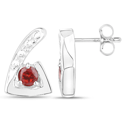 0.44 Carat Genuine Garnet .925 Sterling Silver Earrings - Image 2