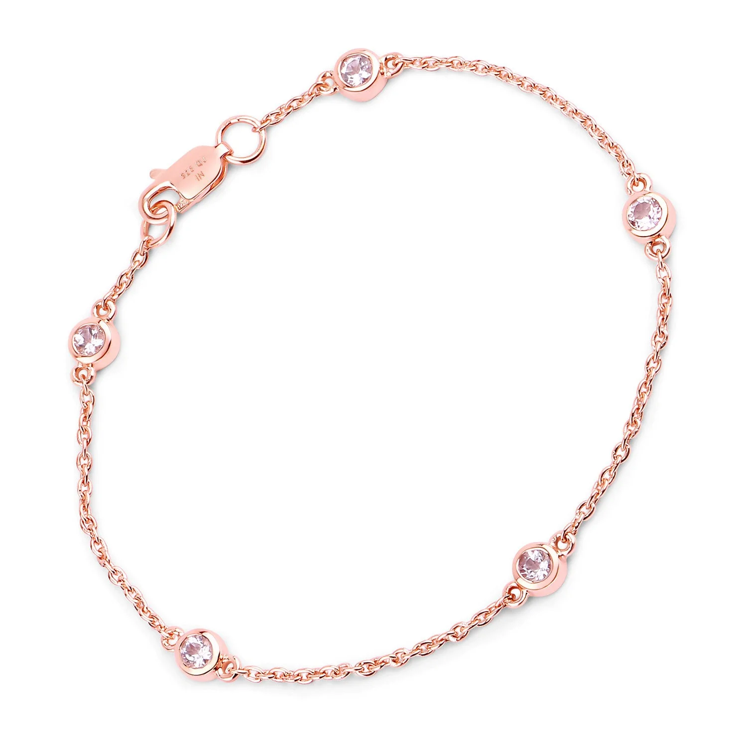 0.45 Carat Genuine Morganite .925 Sterling Silver Bracelet